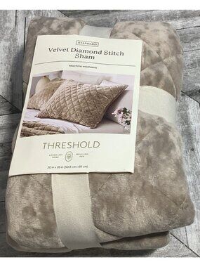 Threshold Velvet Sham Standard Diamond Stitch 20" X 26" Polyester Machine Wash